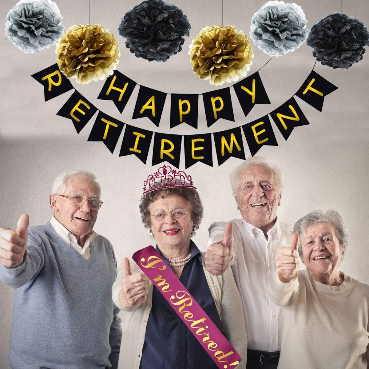 JETKONG Retirement Party Decorations Retired Tiara/Crown, Retired Sash for Women Retirement Gifts, Retirement Party Supplies, Gifts, Favors (Burgundy Red)