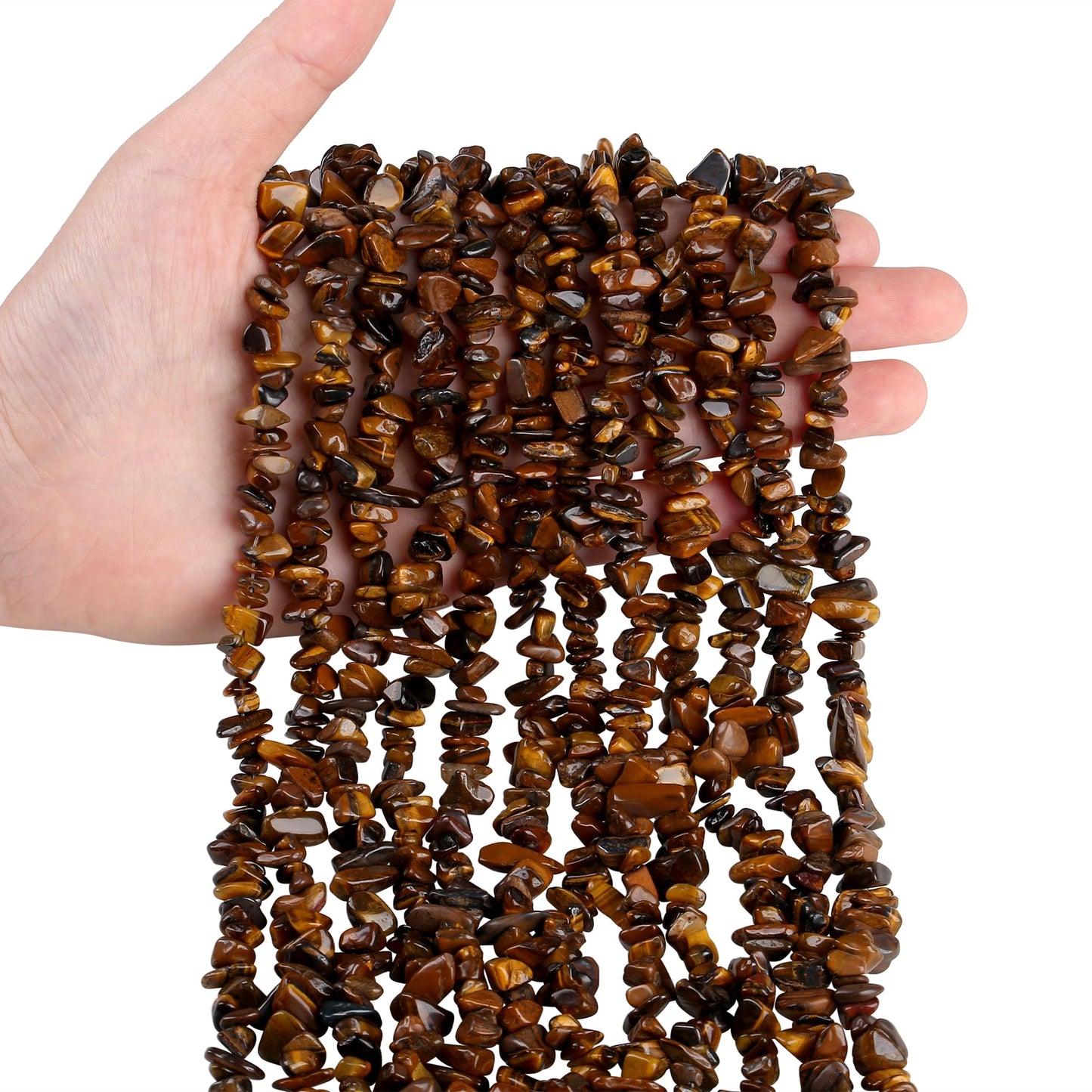 ZHIYUXI 400pcs Tiger Eye Beads Crystal 5-8mm Beads Gemstones for Bracelet Making Irregular Tiger Eye Stone Bead for Jewelry Making Craft 2 Strands