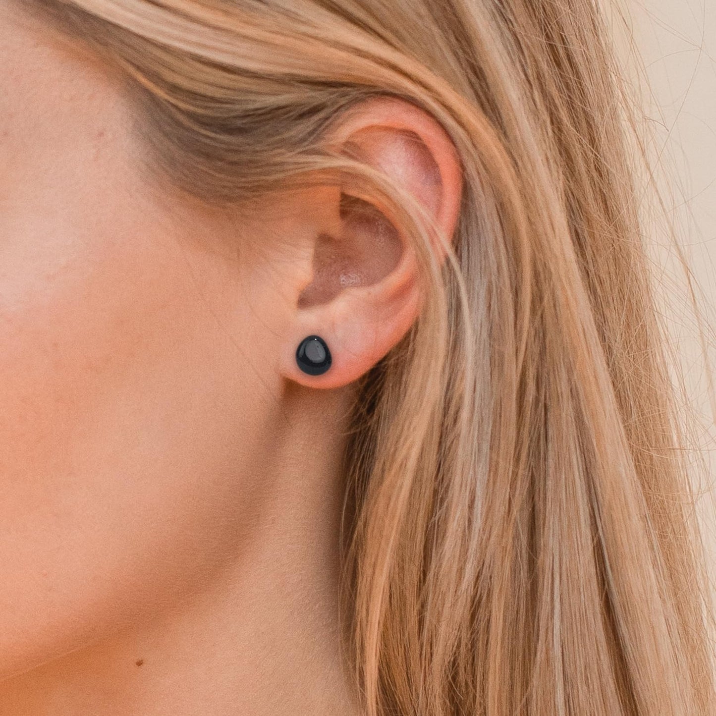 Obsidian Earrings, Healing Crystal Black Onyx Earrings with Hypoallergenic Stainless Steel, 8-12MM Natural Stone Black Stud Earrings for Women Men (Obsidian)
