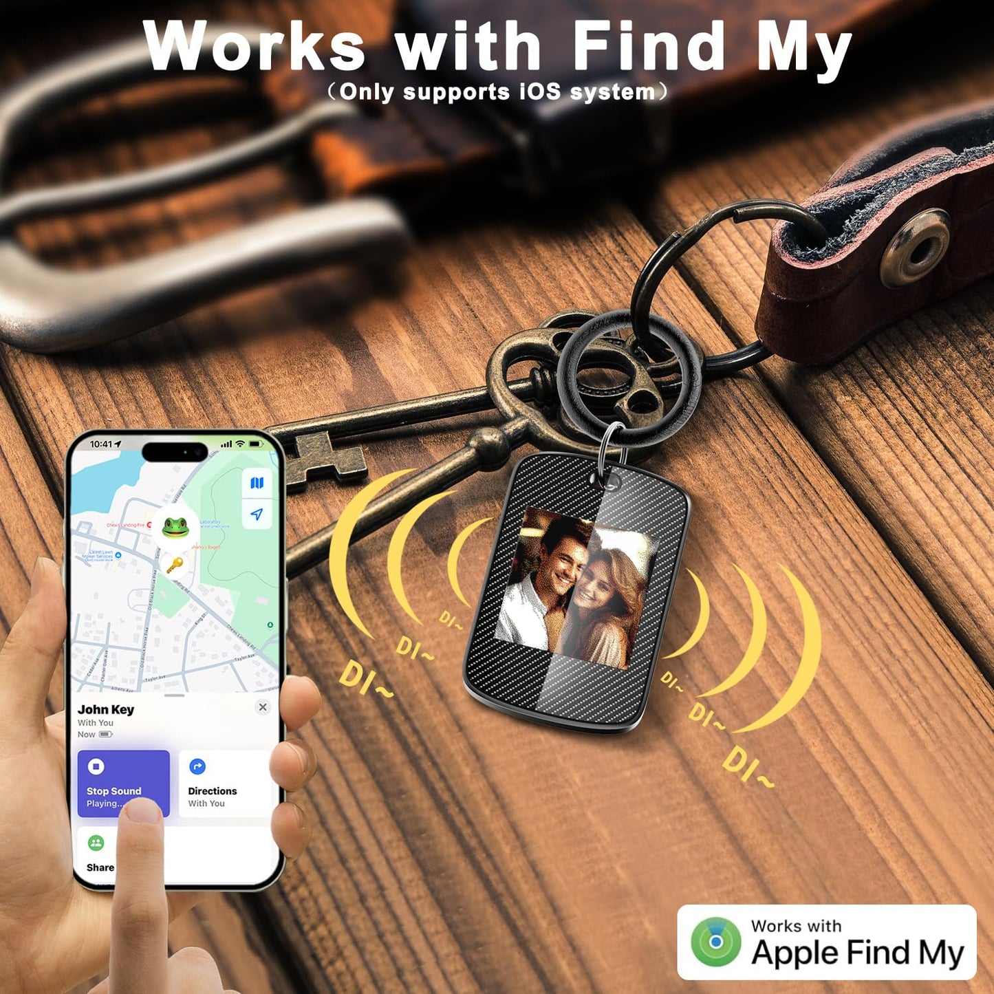 for mom, Customized Keychain with Picture, Personalized Photo Keychain with Build-in Find My Tracker, Contact Information, iOS 14.0 and Up - Perfect for Mother's Day&Birthday，Wedding，Everyday Gifting