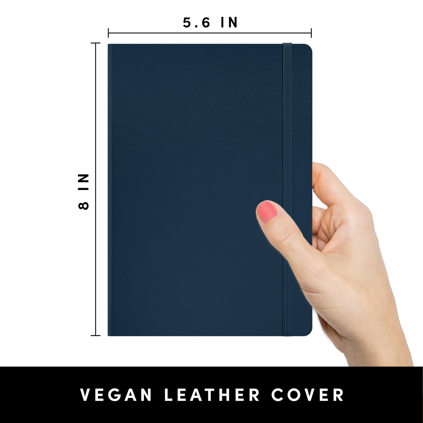 PAPERAGE Lined Journal Notebook, (Navy), 160 Pages, Medium 5.6 in x 8 in - 100 GSM Thick Paper – Hardcover Journaling Notebook for Work, School & Note Taking