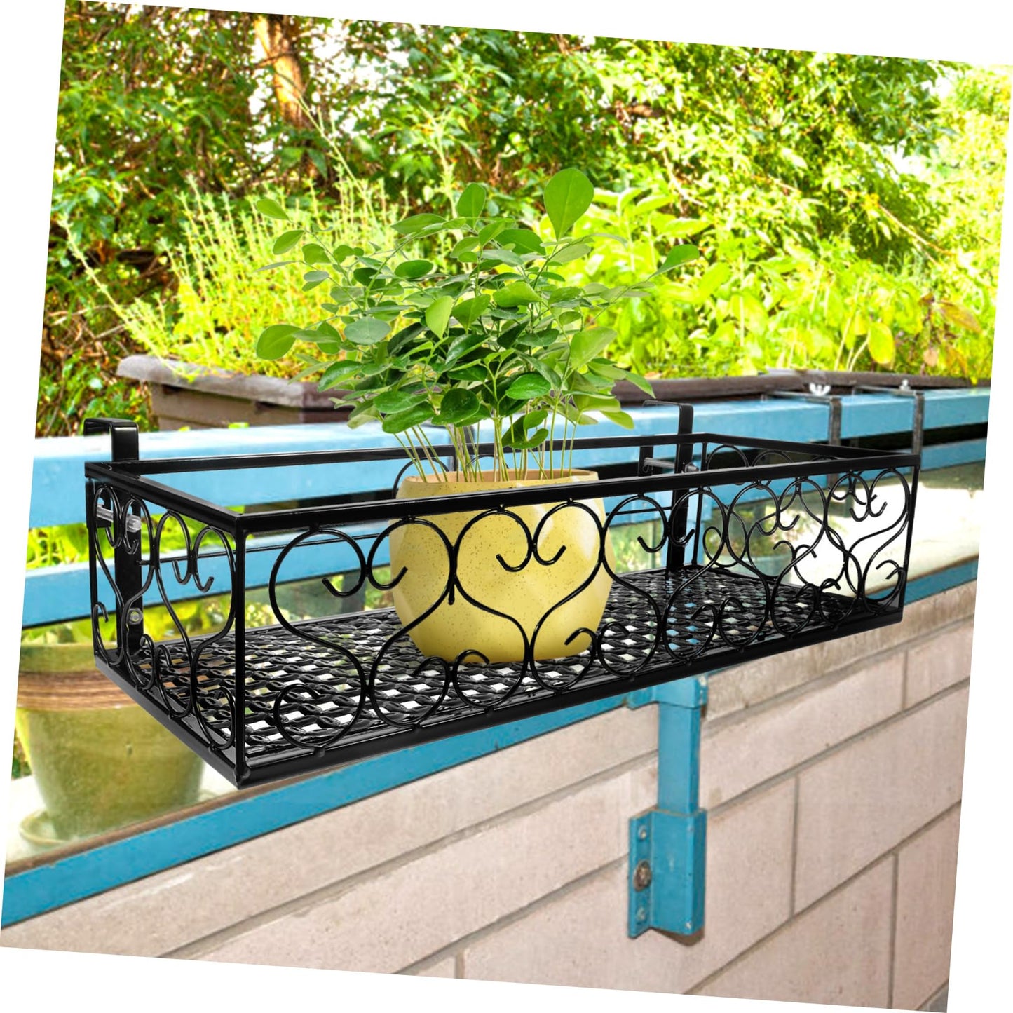 POPETPOP Hanging Window Plant Shelf Metal Flowerpot Rack Balcony Planters Railing Holder