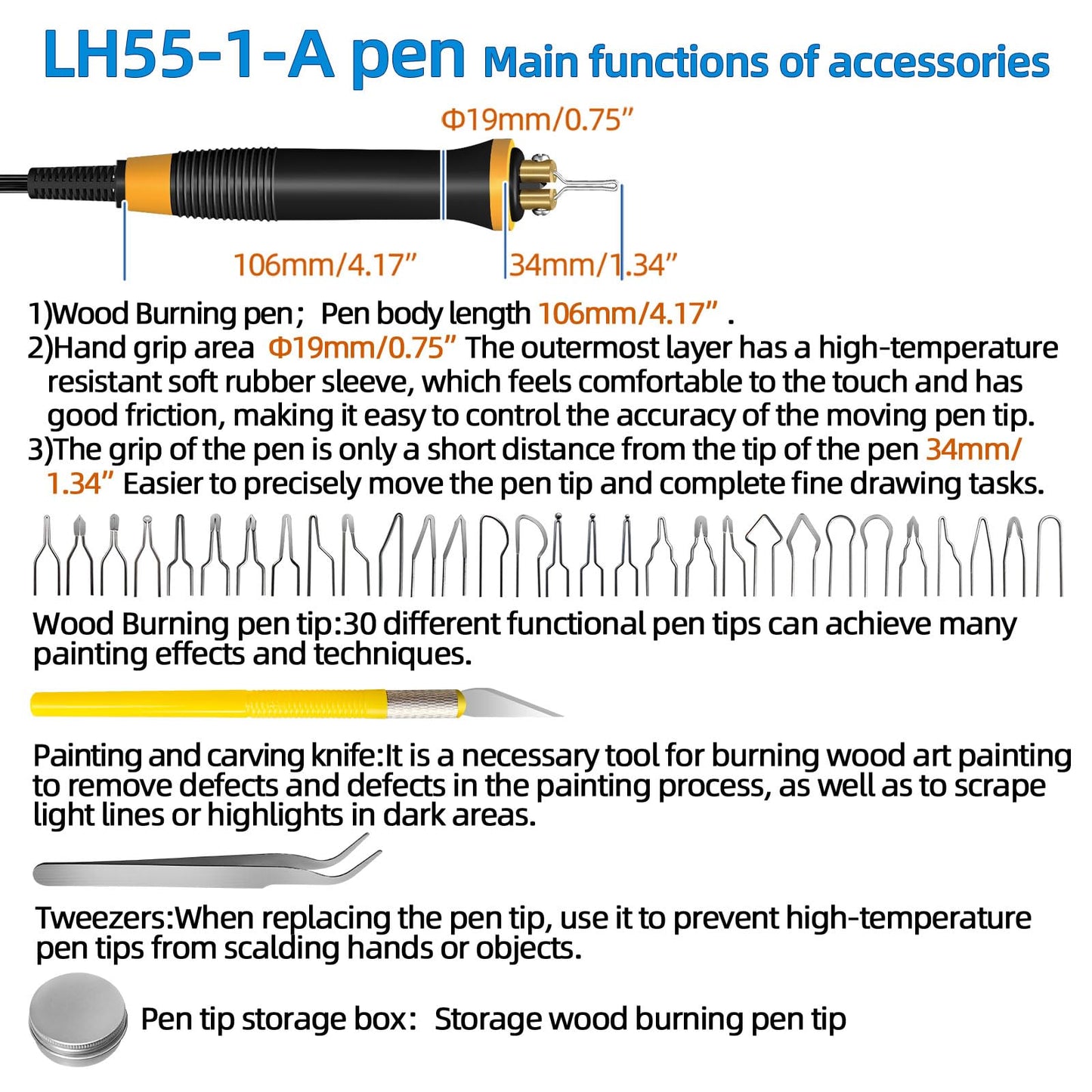 FIRElood LH55-1 wood burning kit,wood burning tool,digitally adjustable temperature wood burner kit,professional wood burner tool kit for adults beginners craft,pyrography pen (LH55-A pen)