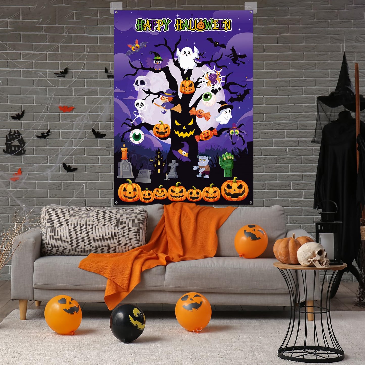 MiniInflat Halloween Felt Board 3.4FT 36 Pcs Happy Halloween Felt Story Board Dead Tree DIY Craft Project Scary Pumpkin Ghost Hanging Ornament Decor Storytelling for Trick or Treat Gift (36, Tree)