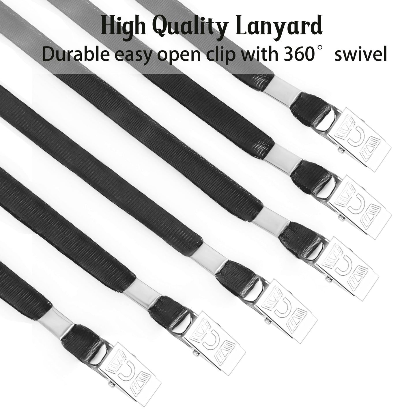 LOCONHA 100Pcs Black Lanyards with Clip lanyards for id Badges (Black)
