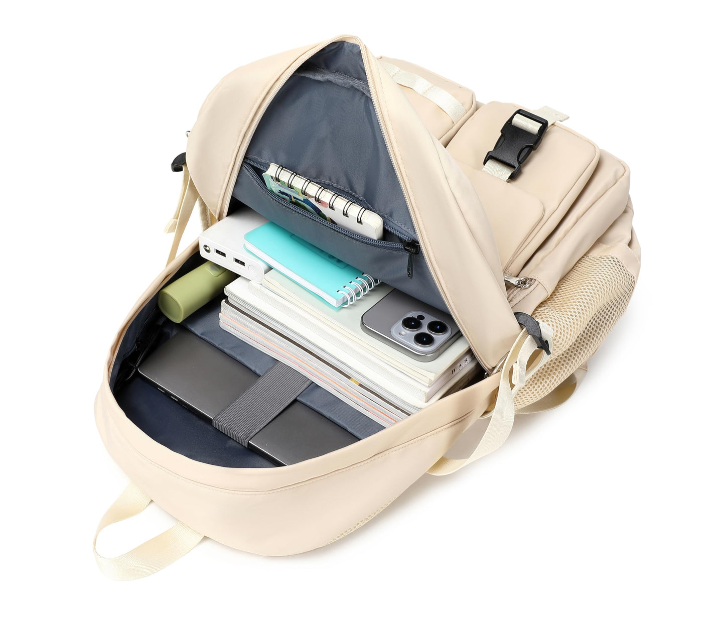 Wadirum Women Casual Backpack Set Girl School Bookbag Set Cute Laptop Ruaksack Beige
