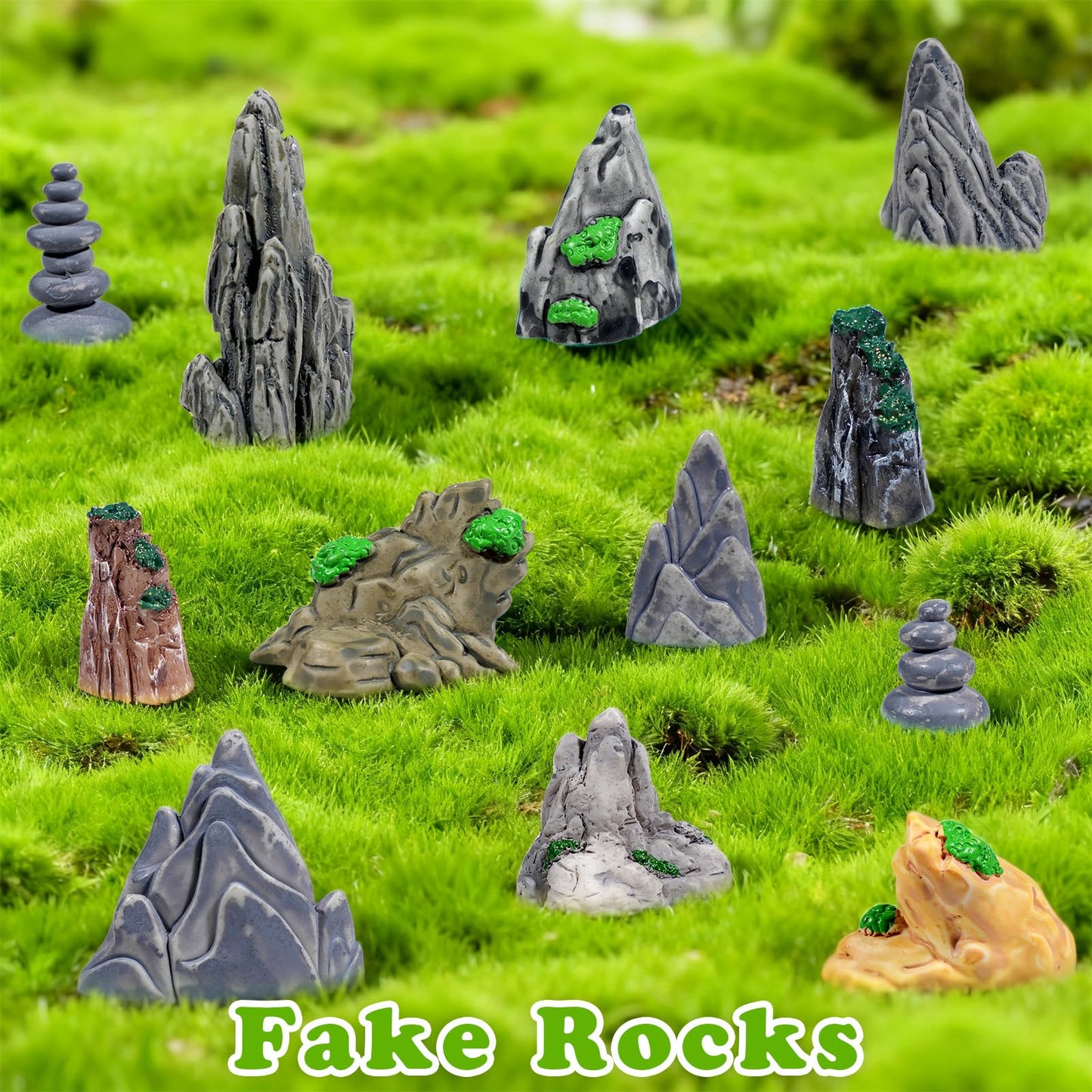 Warmtree 18 Pcs Diorama Rocks Fake Rock Miniature Stone Statue for Diorama Supplies, Micro Train Landscape, Railway Sand Table, Zen Garden Accessories