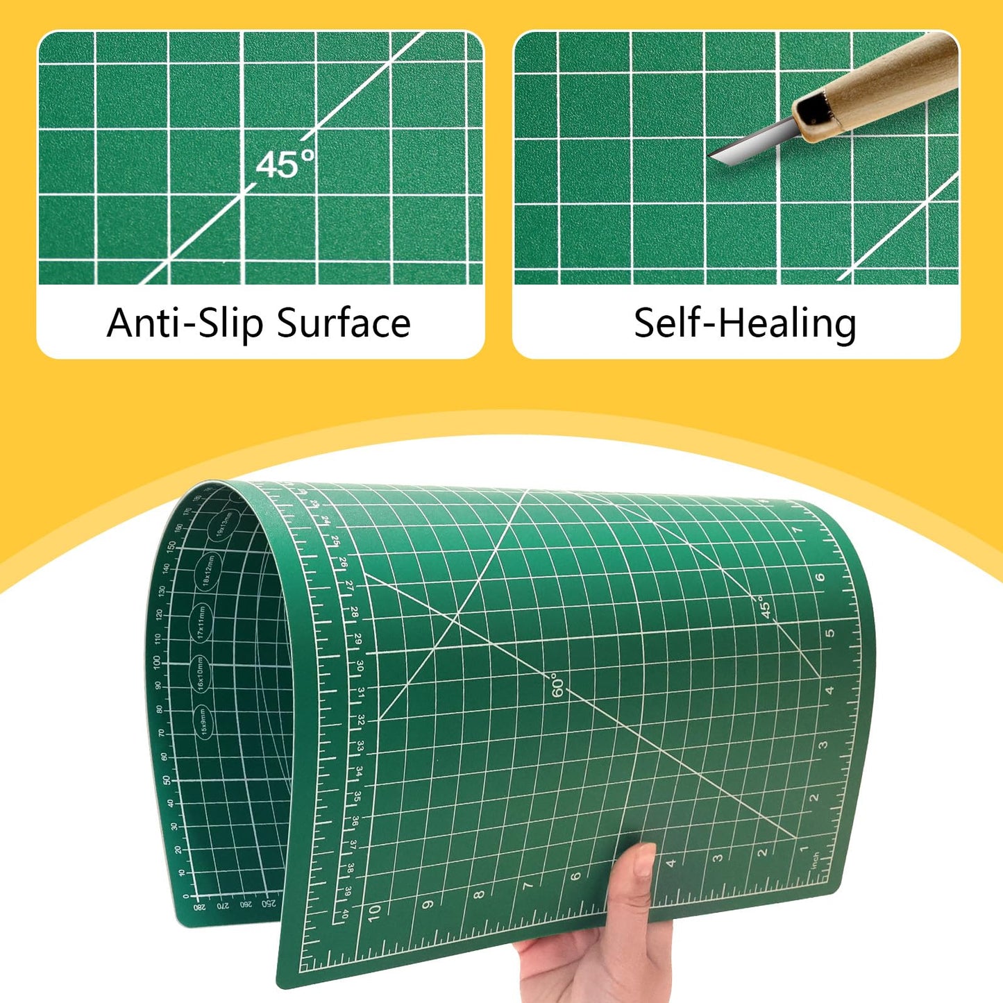 5 Packs Self Healing Cutting Mat 12" x 18" Rotary Cutting Sewing Mat A3, 5-Ply Cutting Board for Fabric Crafting Sewing Scrapbooking Quilting and Precision Cutting