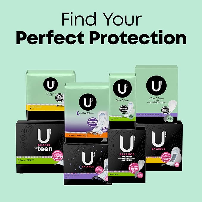 U by Kotex Clean & Secure Panty Liners, Light Absorbency, Extra Coverage, 112 Count (Packaging May Vary) (Pack of 2)
