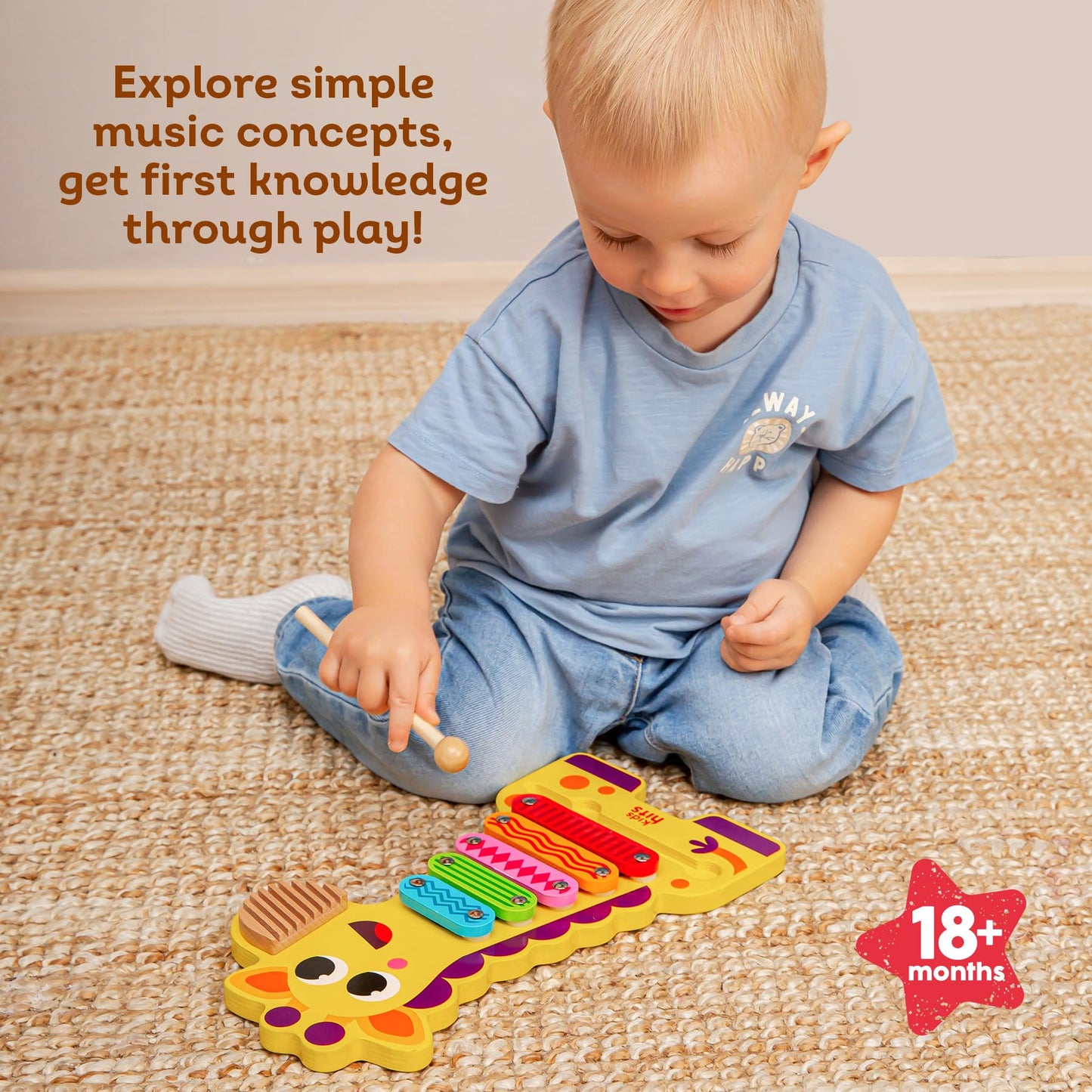 Kids Hits: Harmonize Playtime with The Wooden Giraffe Xylophone Adventure - Perfect for 18 Months and Up!