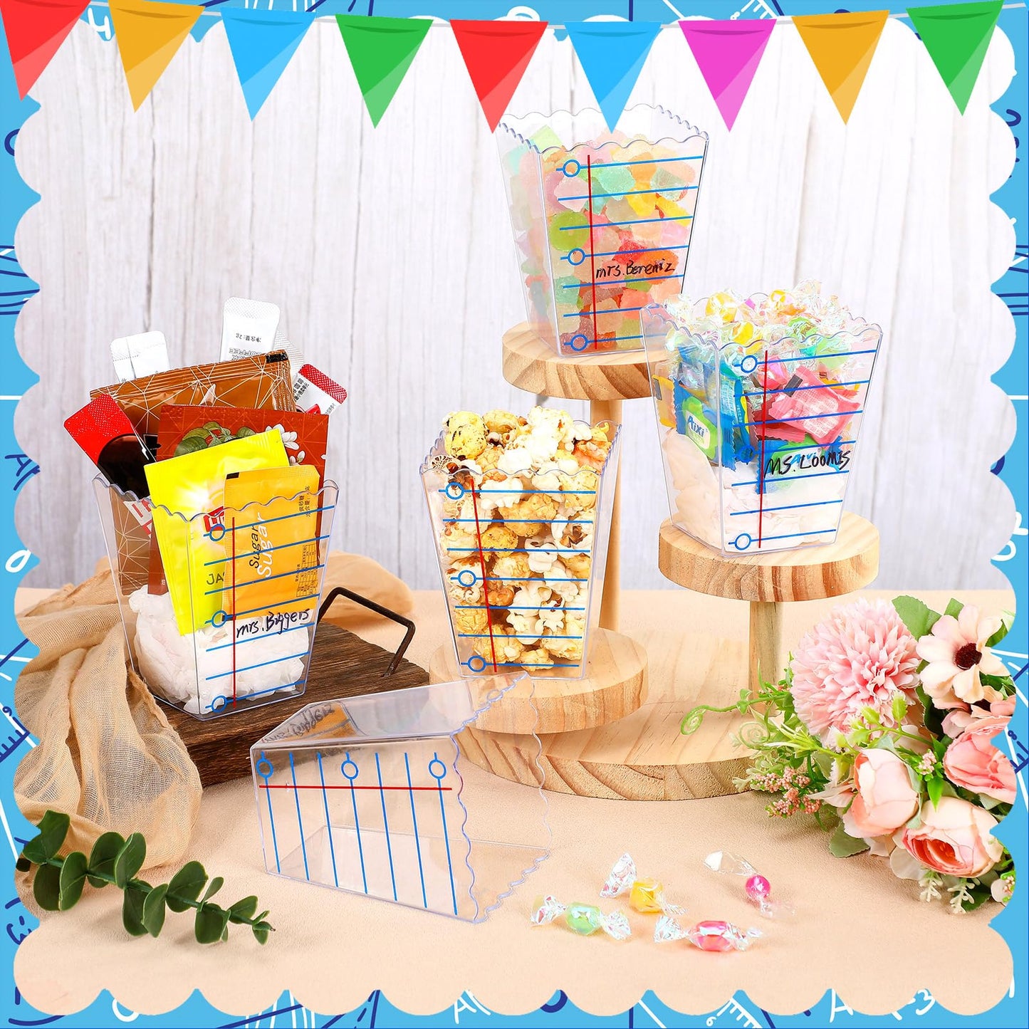 Mimorou 12 Pcs Teacher Gift Box Teacher Appreciation Gift Container Thank You Pencil Notebook Composition Book Crayon Candy Popcorn Holders for End of Year Graduation Party (Lined Style)