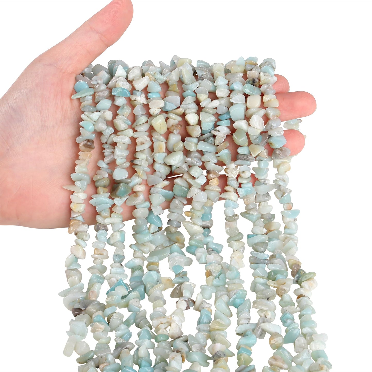 ZHIYUXI 400pcs Amazonite Beads 5-8mm Crystals Gemstones for Bracelet Making Irregular Stone Bead for Jewelry Making Natural Chips Craft 2 Strands