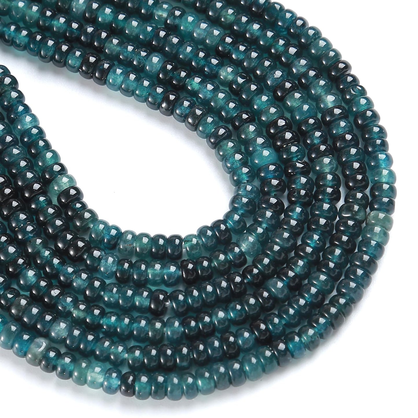 150PCS 2x4mm Natural Dark Blue Jade Rondelle Beads Abacus Disk Stone Beads Round Loose Spacer Gemstone for DIY Bracelet Necklace Jewelry Making