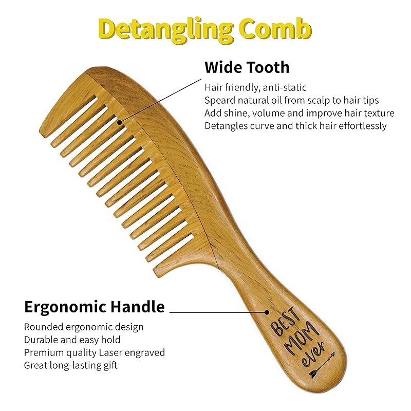 Wooden Comb, Mom Birthday Gifts, Best Mom Ever Gifts, Facial Beauty Roller Skin Care Tools, Mother's Day Present for Mom