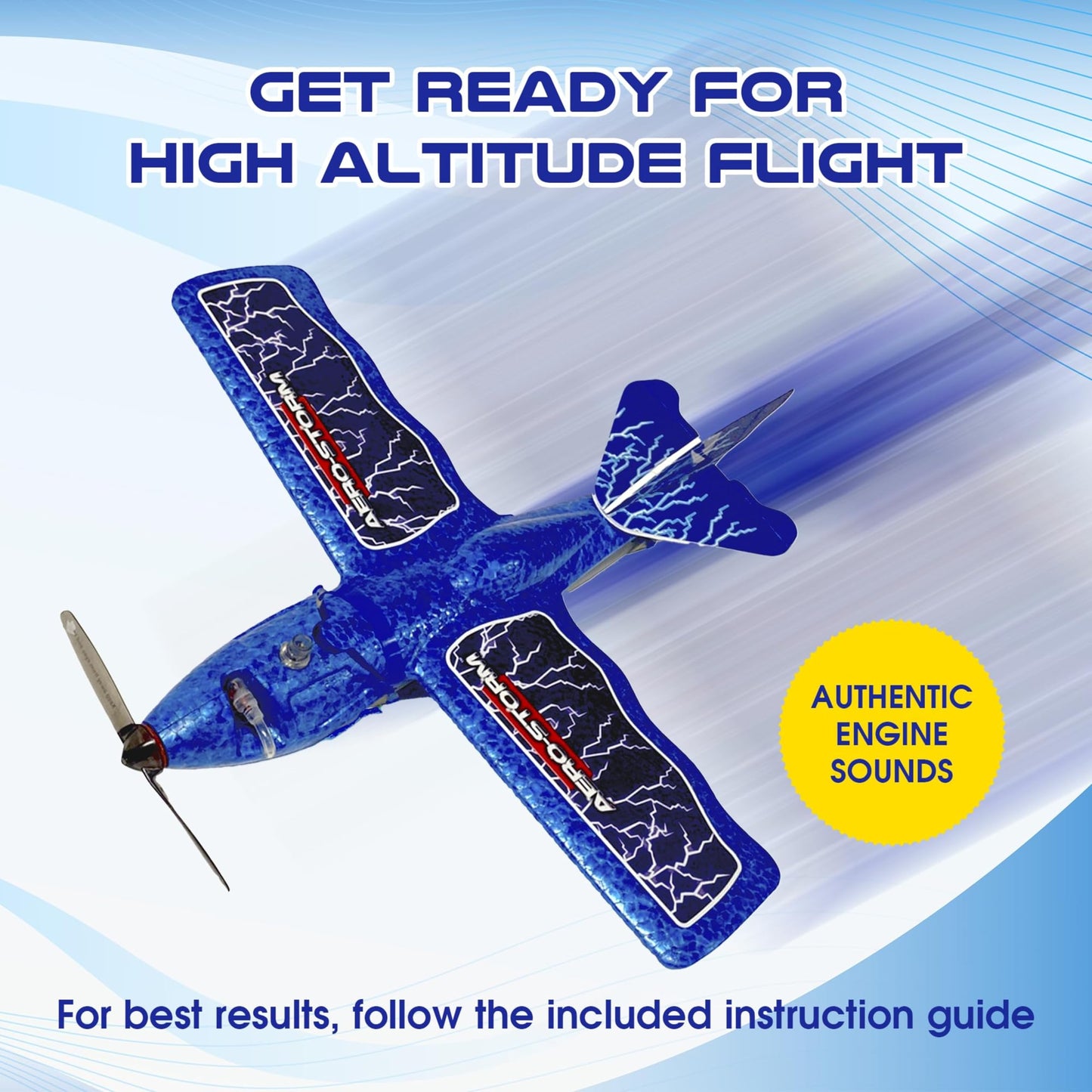 Aero Storm Kids Airplane Toy, Air Powered Flying Airplanes for Kids, Aerobatic Stunt Toy Airplane to Perform Corkscrews and Back Turns