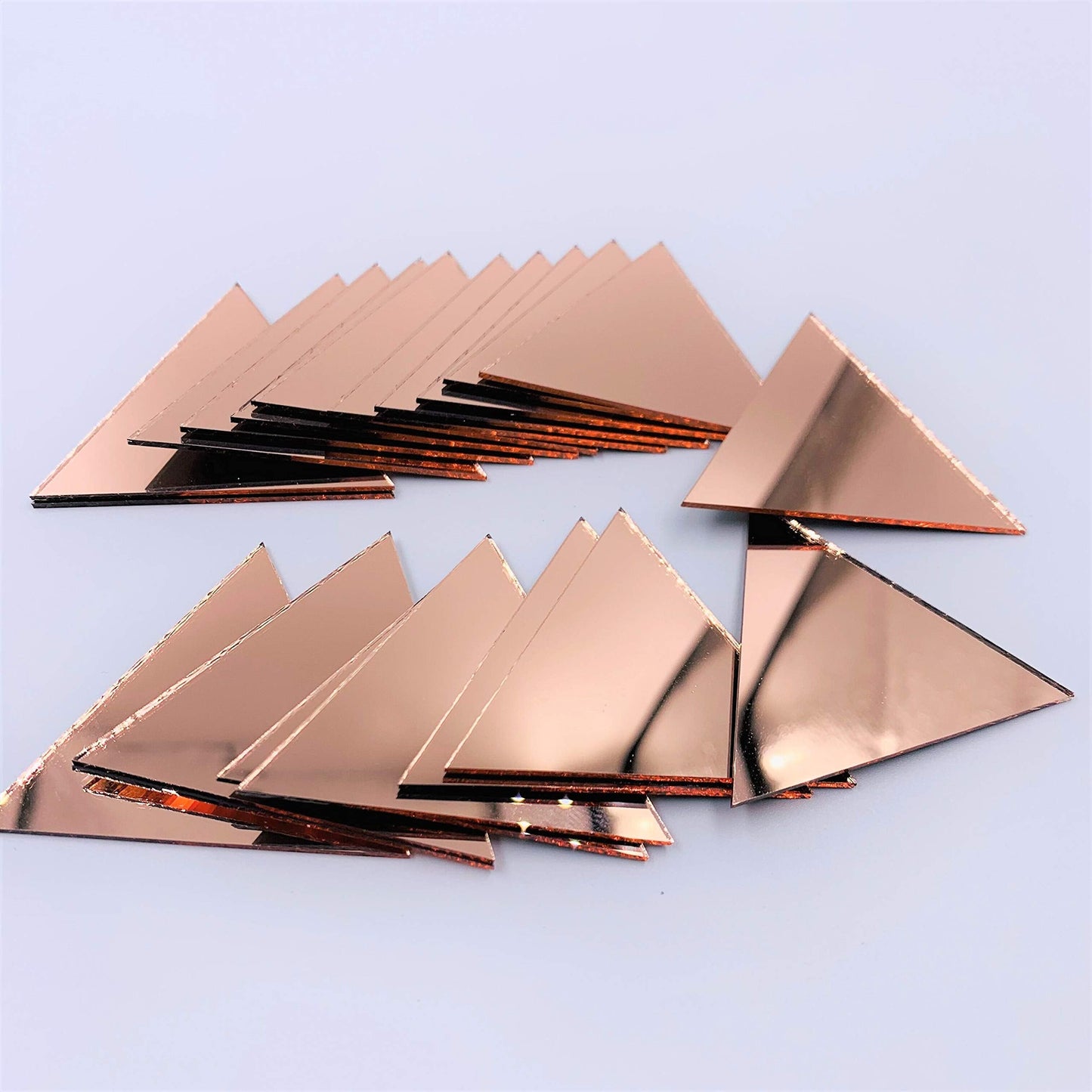2 inch (50.8 mm) Triangle Mirror Mosaic Tile Craft Mirrors 50pcs (Rose Gold)