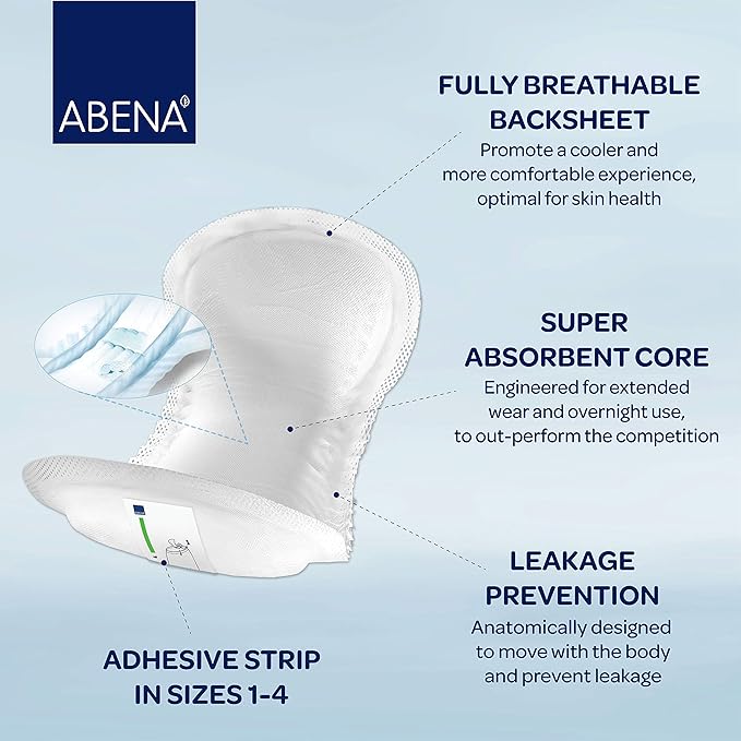 Abena Abri-San Premium Incontinence Pads, Light Absorbency, (Sizes 1 To 3A) Size 3, 196 Count