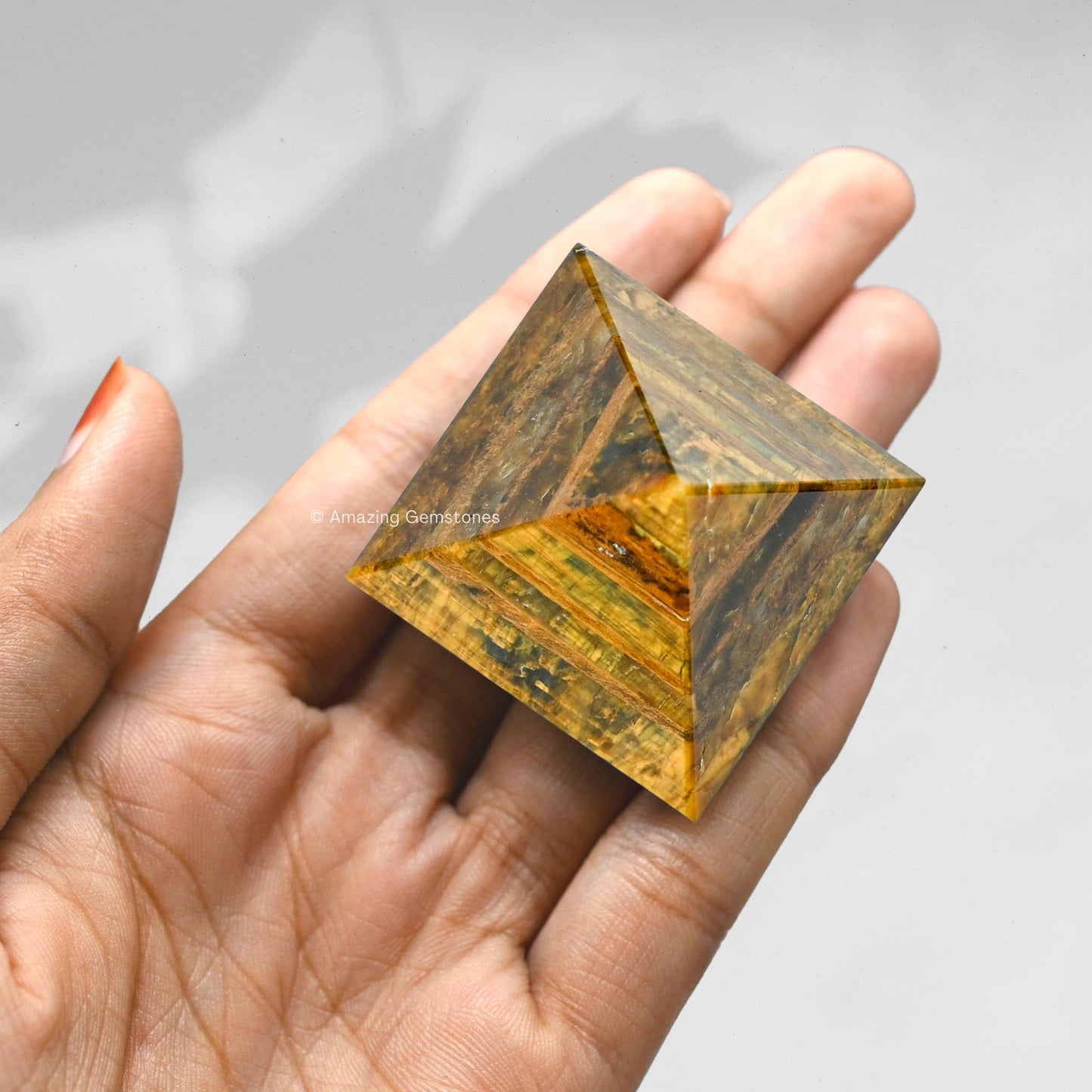Amazing Gemstone Nellite Pyramid Crystal Healing Stones - 1.5" Great Pyramid Figurine of Natural Stone Pyramid for Meditation, Reiki, Chakra Balancing and Crystal Pyramids Grid