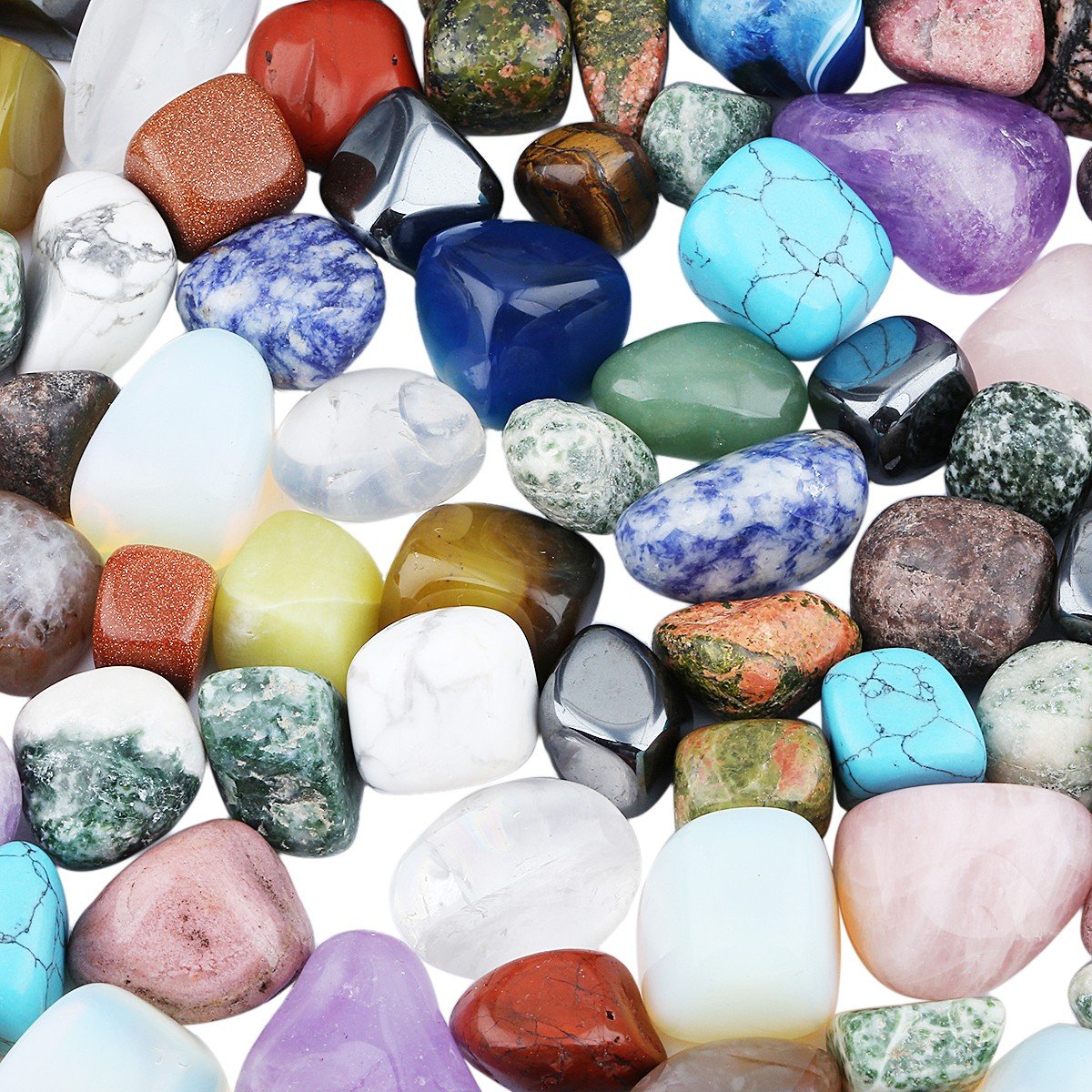 rockcloud 1 lb Tumbled Polished Stones Gemstone Supplies for Wicca,Reiki,Healing Crystal,Assorted Stones