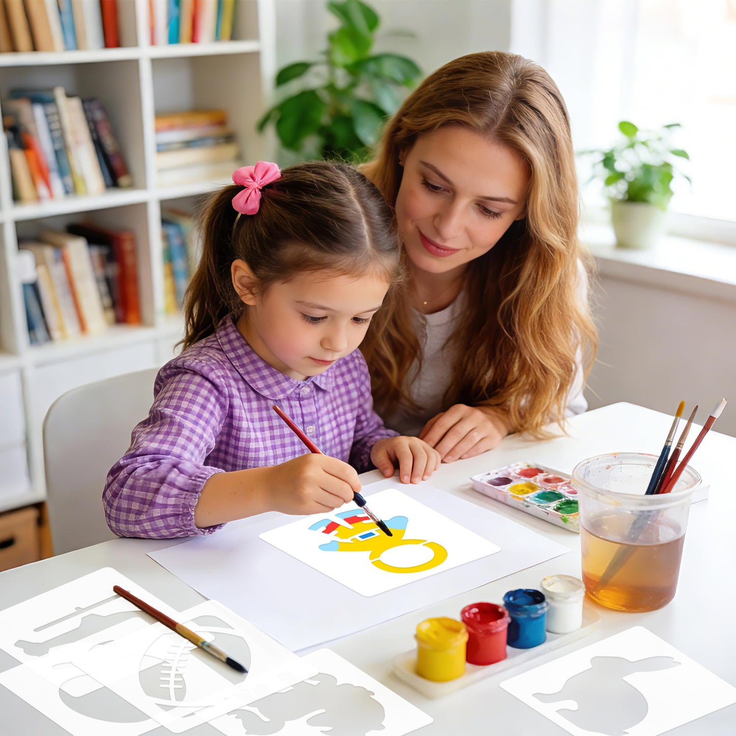 Stencils for Kids, Drawing Stencils for Painting Crafts Reusable Washable Large Art Paint Stencil Primary Shape Template for Fabric Wall Paper (36)