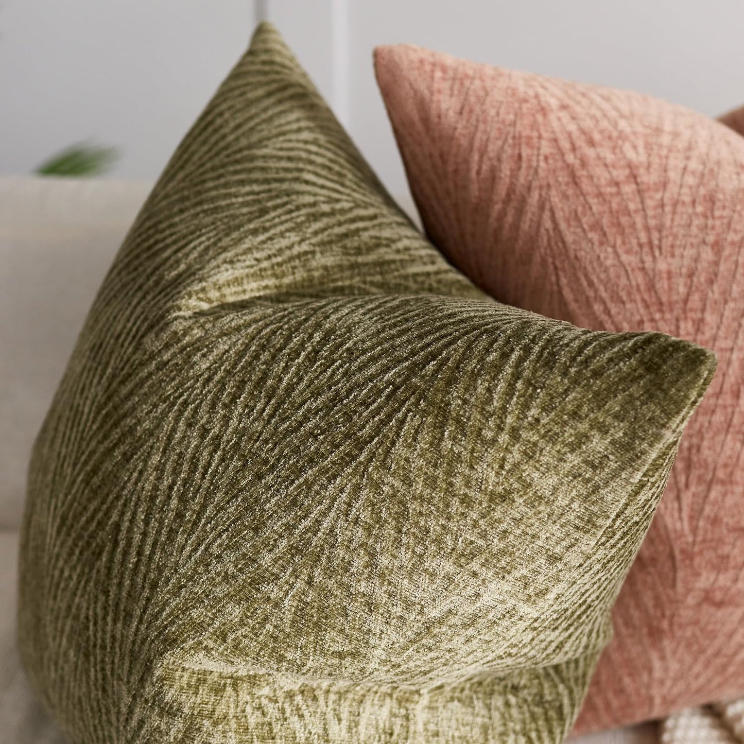HALANS Spring Pillow Covers 12x20 Inch Set of 2, Soft Decorative Throw Pillow Covers with Leaves Texture, Hidden Zipper for Home Sofa Bed Couch (Tan, 12" x 20" (Pack of 2))