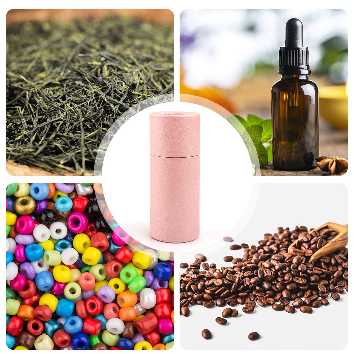12 Pack 30ml Empty Kraft Paper Tubes Round Kraft Paperboard Jar Containers Cardboard Essential Oil Bottle Tube Box with Lid for Tea Coffee Cosmetic Crafts Gift Packaging - Pink
