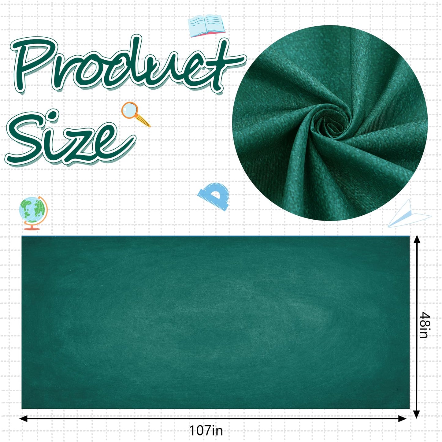 Mindsoft Bulletin Board Paper 48'' x 107'' Class Boards for Classroom Bulletin Boards Everyone is Welcome Classroom Board Decor Pillows Curtains Crafts(Green Blackboard,1 Pc)