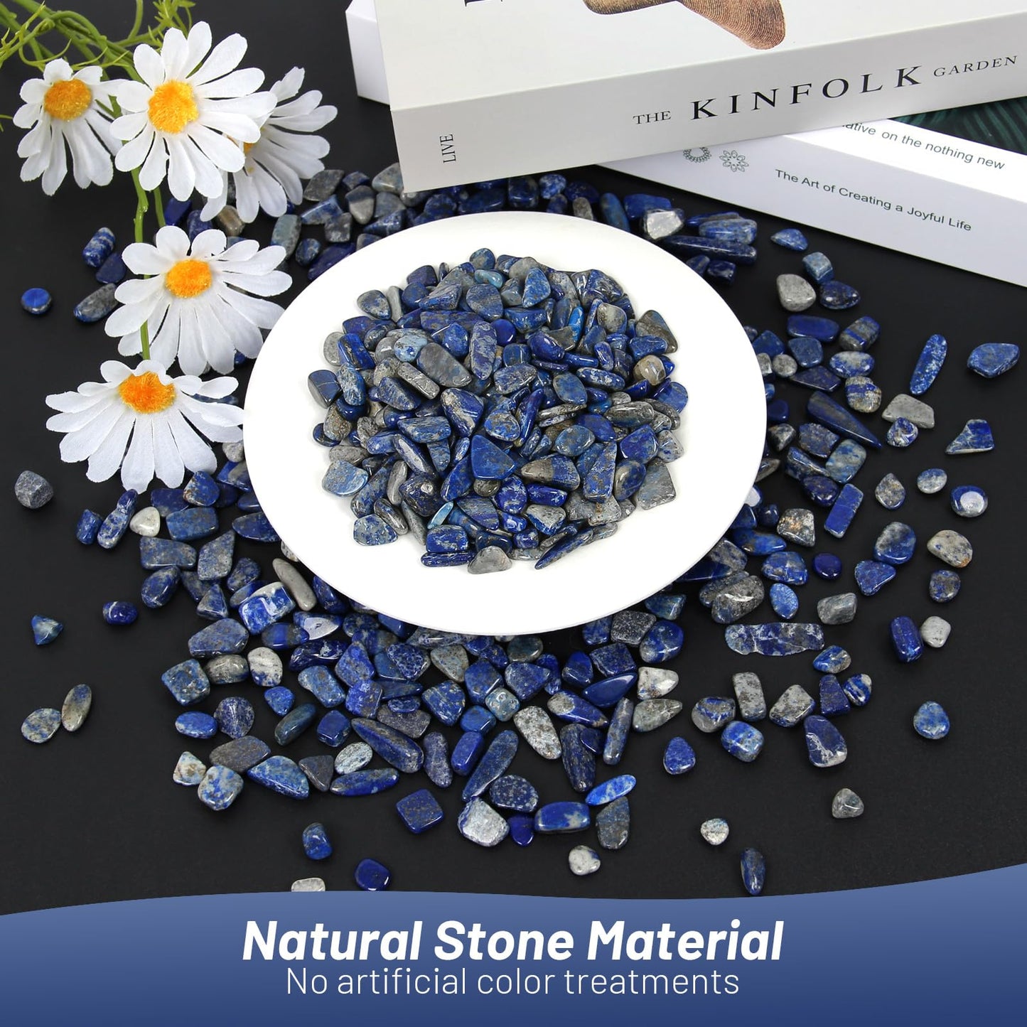 1.1lb Natural Crushed Lapis Lazuli Crystal Tumbled Chips-Lapis Lazuli Healing Crystals Chips Bulk, Crushed Crystal Gemstones for Crafts, Beautiful Package for Gift