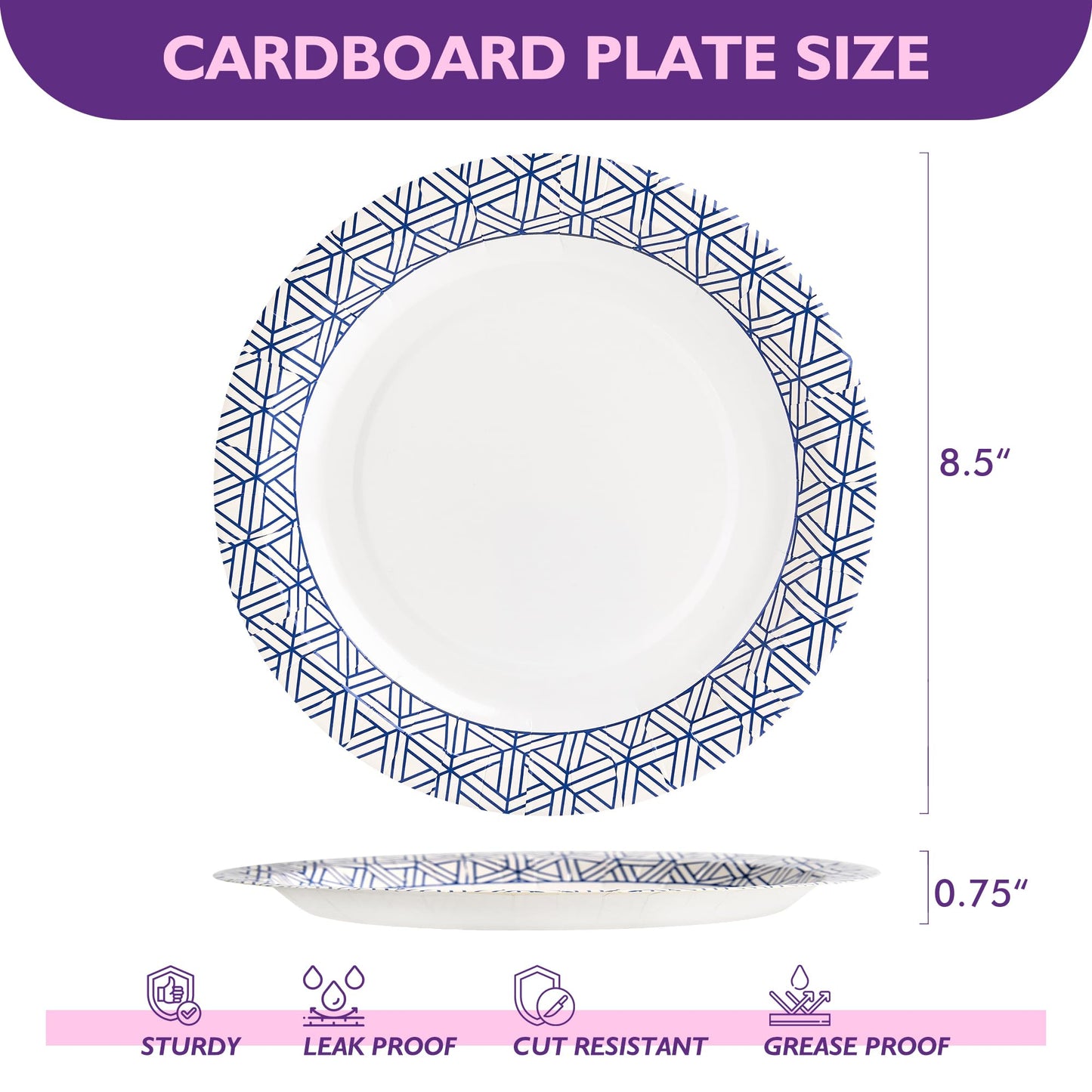 PACKINNO Disposable Paper Plates 8.5 Inch 300 Count, Soak Proof and Cut Resistant Heavy Duty Paper Plates Bulk for Parties, Picnics, Camping, and Everyday Meals