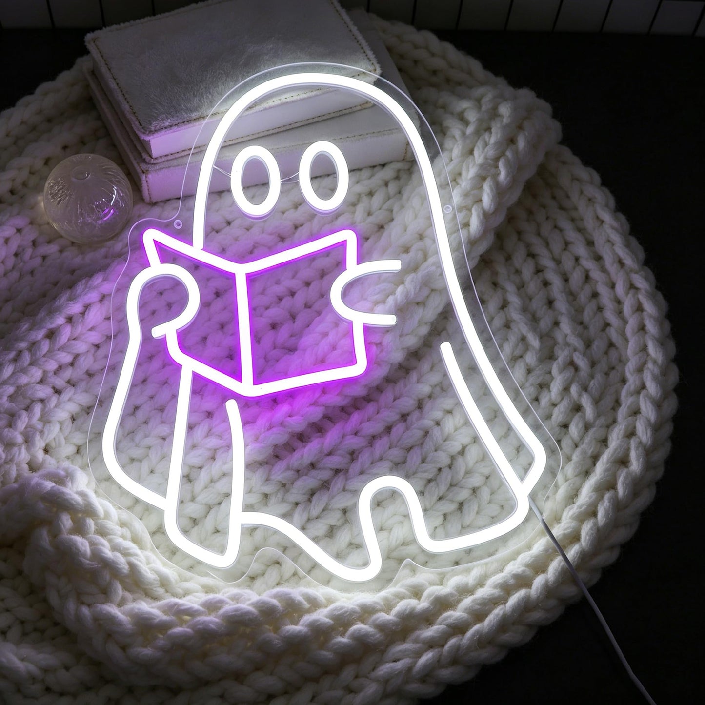 Ghost Read Book Neon Sign Led Neon Lights Signs for Wall Decor USB Powered Led for Room Decoration Home Bar Game Room Party Decor