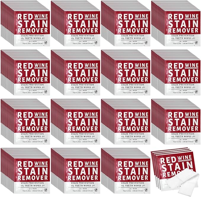 Loopeer 200 Pack Red Wine Stain Remover Wipes for Teeth and Lips Wine Prevention Teeth Wipes