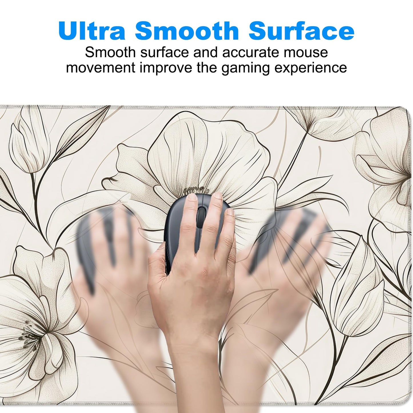 Desk Pad, Boho Minimalist Flowers XXL Gaming Mouse Pad with Stitched Edges,Non-Slip Waterproof Rubber Base Large Desk Mat for Keyboard and Mouse 35.4"x15.7"