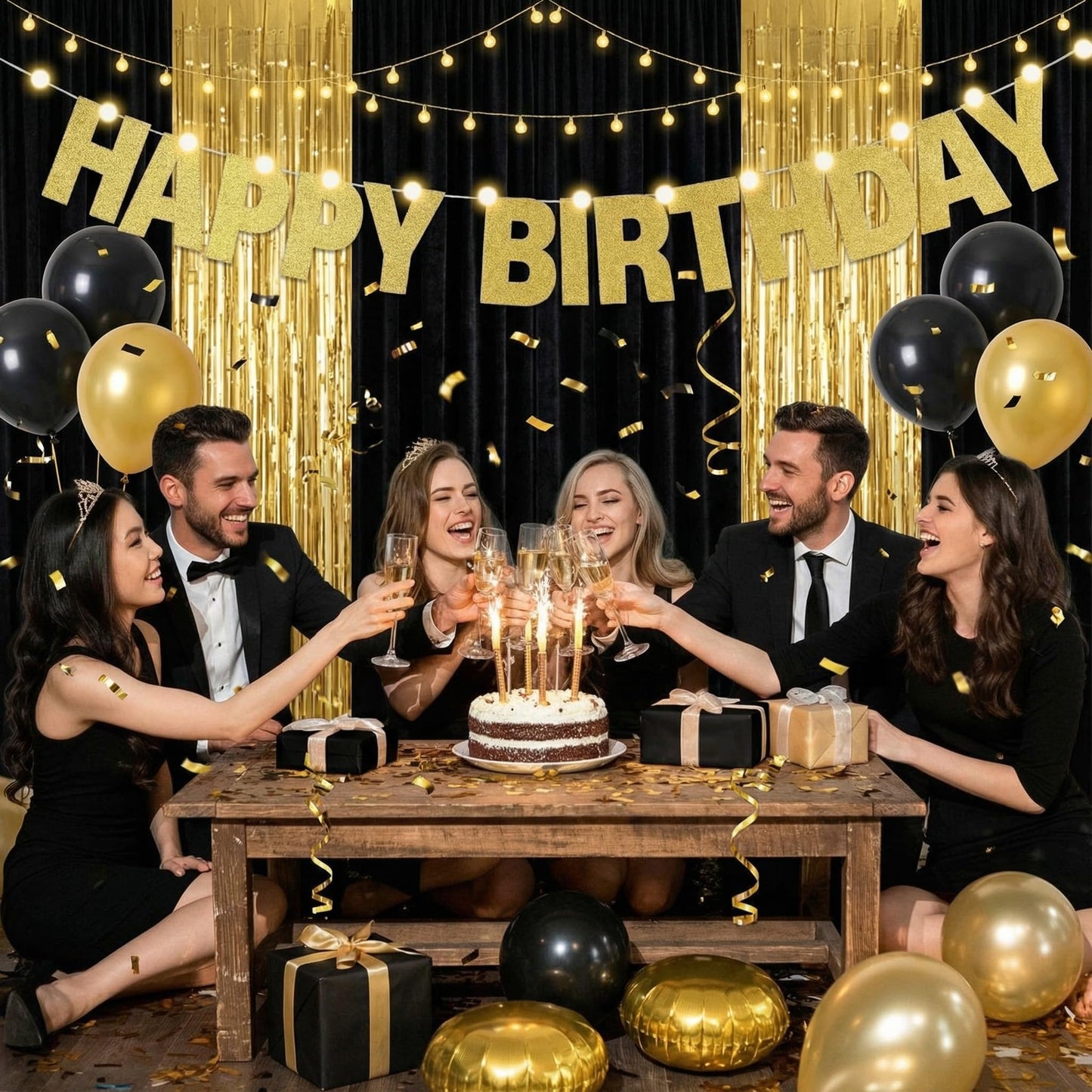 TaoBary 112 Pcs DIY Letter Kit Glitter Customizable Banner Letters Include 107 Letters and Numbers 3 Rope and 2 Needles for Birthday Halloween Christmas Wedding Valentine Party Decor(Gold)