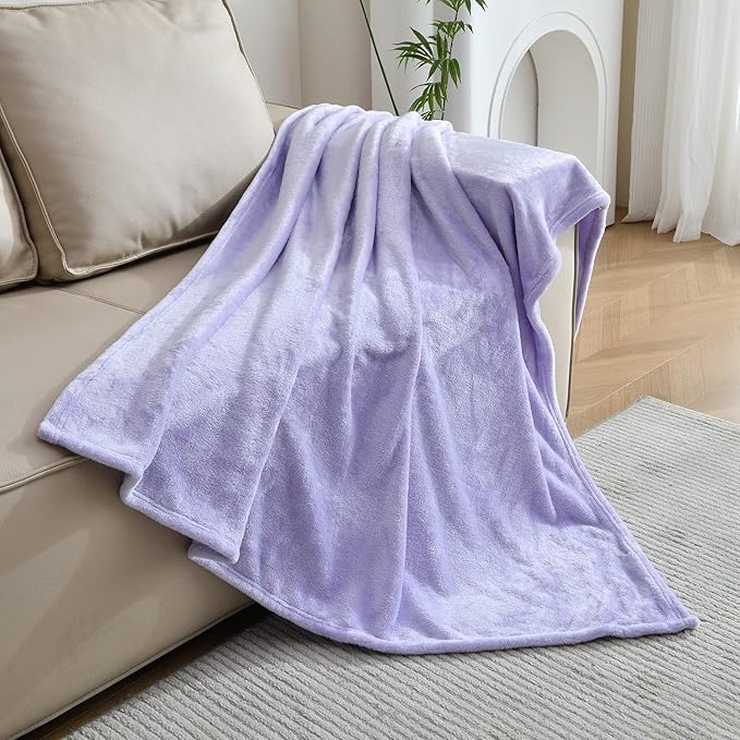 SOCHOW Flannel Fleece Blanket Twin Size, All Season Lightweight Super Soft Cozy Blanket for Bed or Couch, 60x80 inches, Lilac