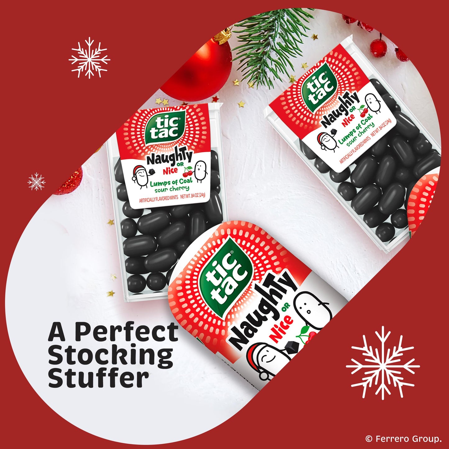 Tic Tac Naughty or Nice Lumps Of Coal Sour Cherry Mints, Hard Mints, Stocking Stuffer, 12 pack, 0.84 oz