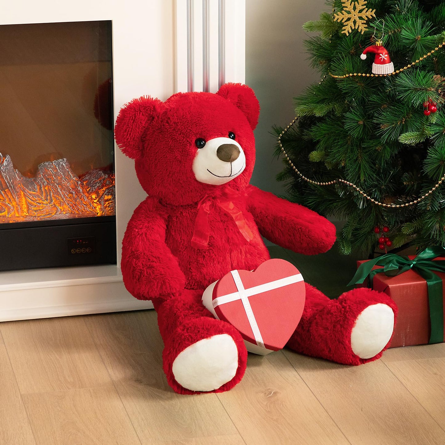 HollyHOME Big Teddy Bear Large Teddy Bear Stuffed Animal Birthday Valentines Day Plush for Kids and Girlfriend 36 inch Red