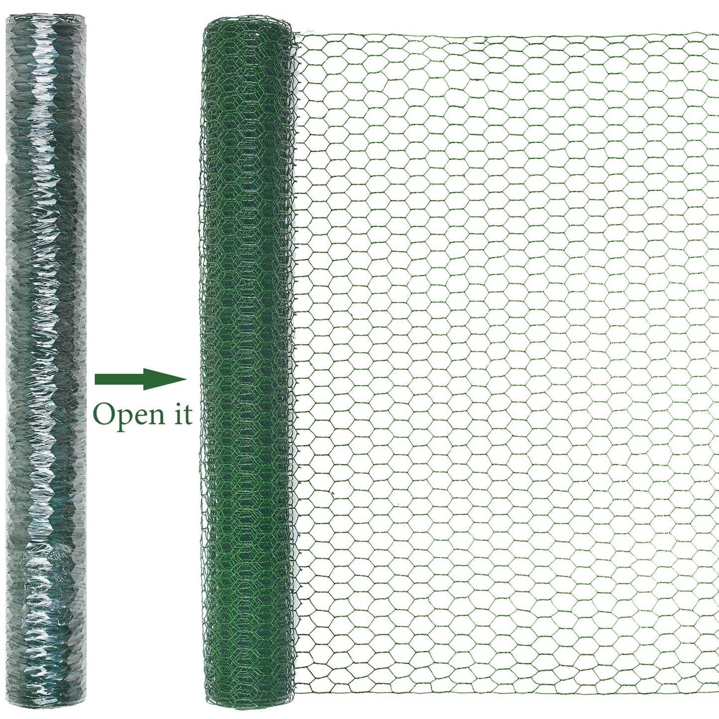 SATINIOR 2 Sheets Chicken Wire Frame Mesh for Floral Arrangements Fence Garden Poultry Netting Galvanized Hexagonal Metal Chicken Wire Fencing Roll for Craft Work Garden(23.6 x 157.4 Inches,Green)
