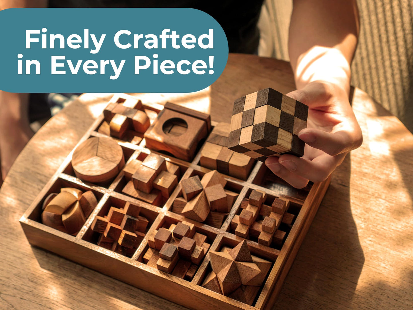 BSIRI Wooden Puzzle Box Set (12 Games) - Challenging Brain Teasers and 3D Puzzles for Adults, Interlocking Games Ideal for Patio Decor and Unique Gift for Chistmas