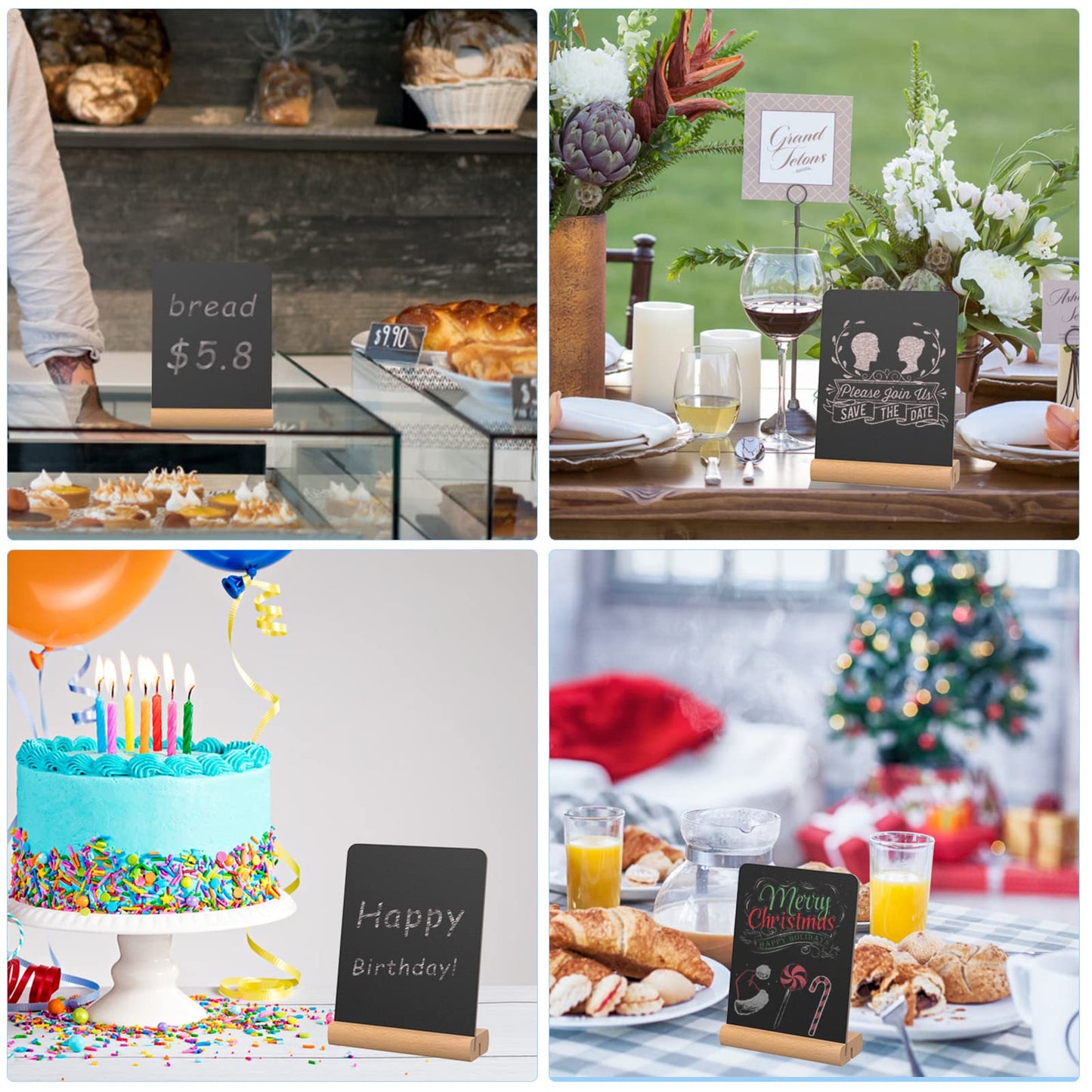 DOCMON Chalkboard Signs, 6 Pack Mini Chalk Board Sign Board with Stand for Food, Buffet, Parties, Message Boards, Table Numbers (4 x 6 in)