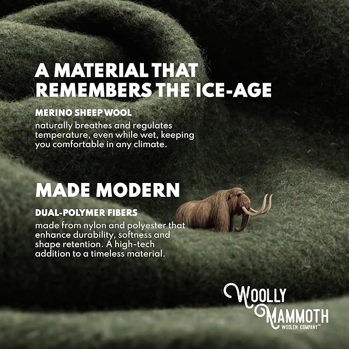 Woolly Mammoth 50% Wool Blanket - Warm, Thick Outdoor Throw for Winter - for Picnics & Travel, Machine Washable - 85" x 47", Beige - Wool Picnic Blanket