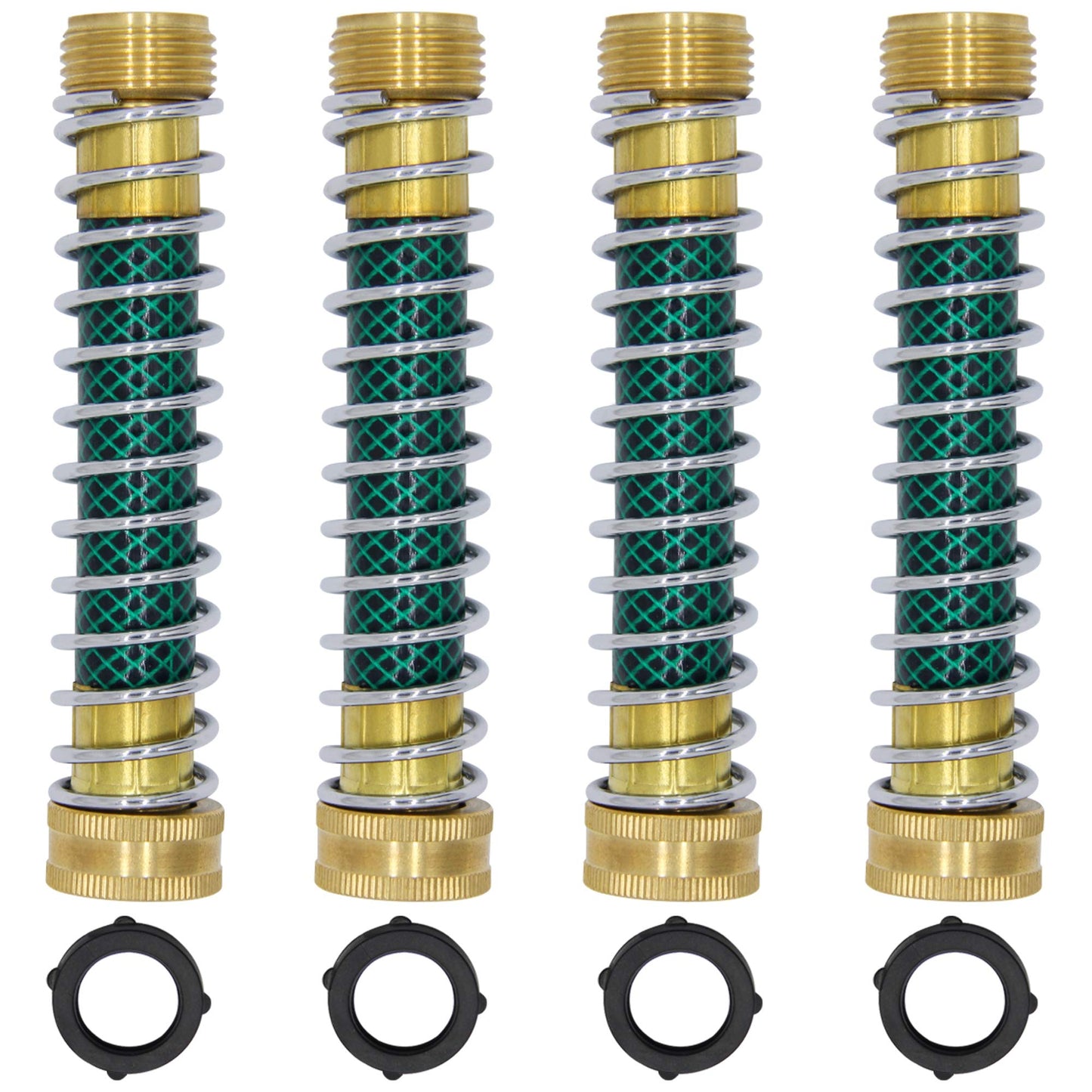Lifynste Garden Hose Extension Adapter, Hose Kink Protector with Coil Spring, 4 Pack