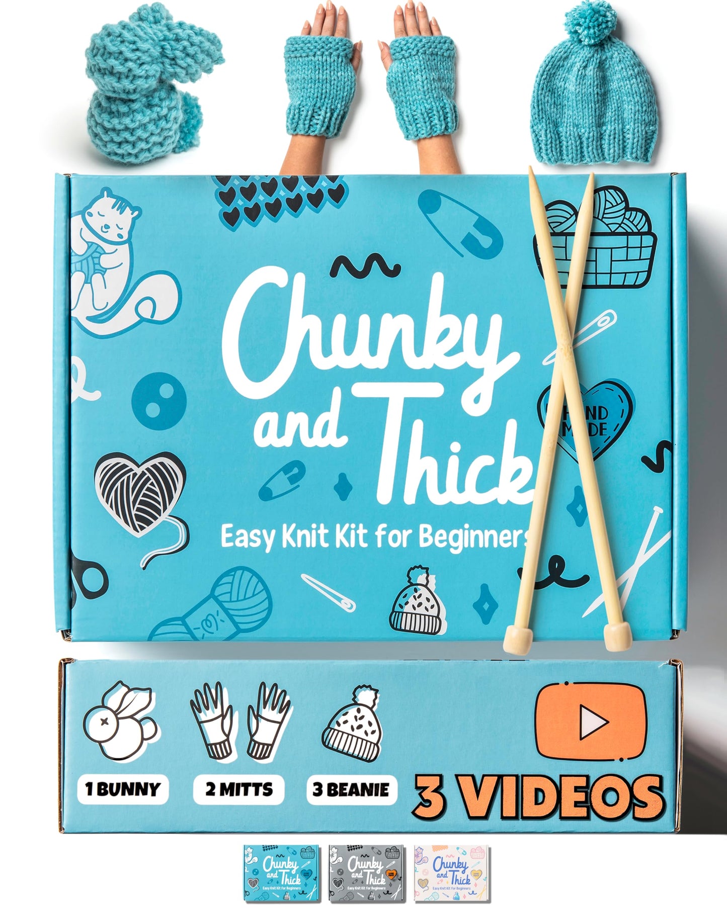 Complete Knitting Kit for Beginners - Learn to Knit Kit with Knitting Accessories Like Thick Beginner Yarn, Bamboo Needles for Beginners & More - Includes Video Tutorials & Written Guide