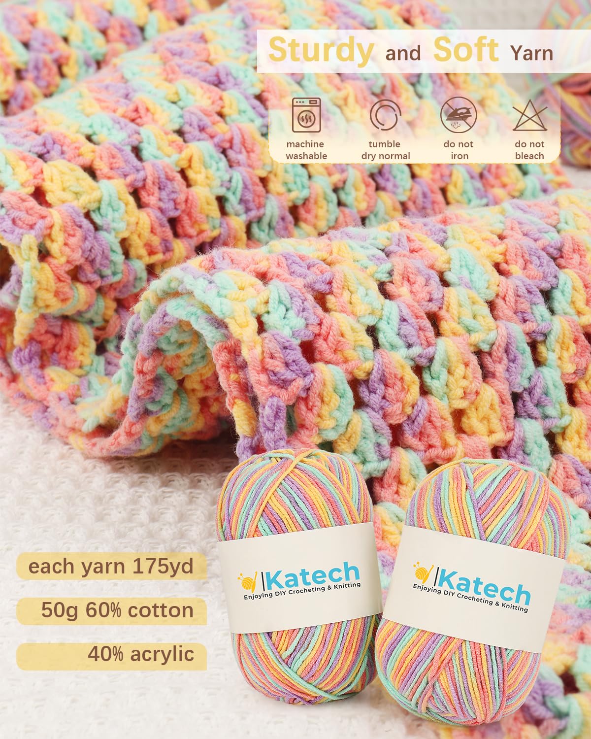 Katech Crochet Kit for Beginner-Crochet Kit for Adults - Complete Set Learn to Crochet Hat, Scarf, Knitting Starter Kit with Step-by-Step Instructions 6 Crocheting Yarn (Blue)
