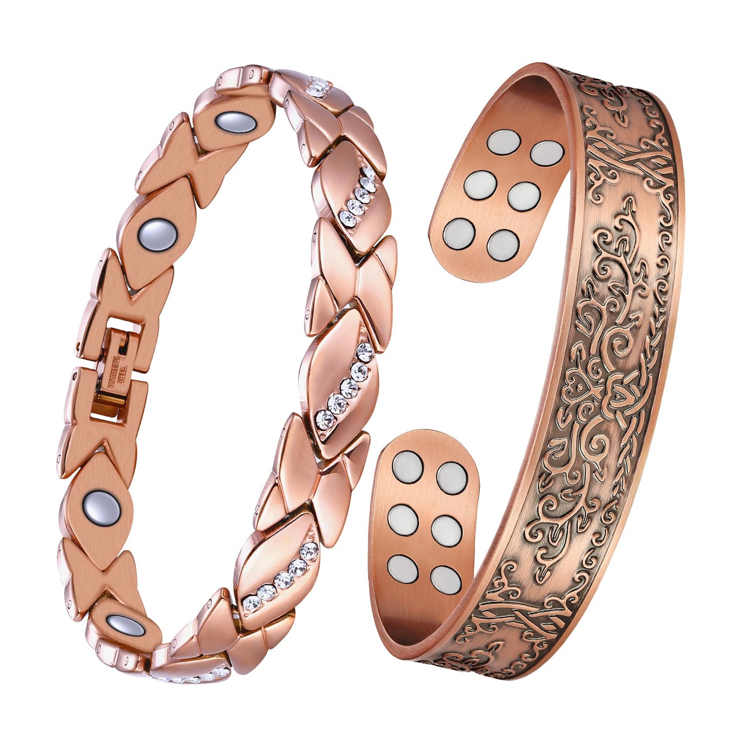 Jecanori Pure Copper Bracelets for Women Men, Magnetic Bracelets with Sizing Tool
