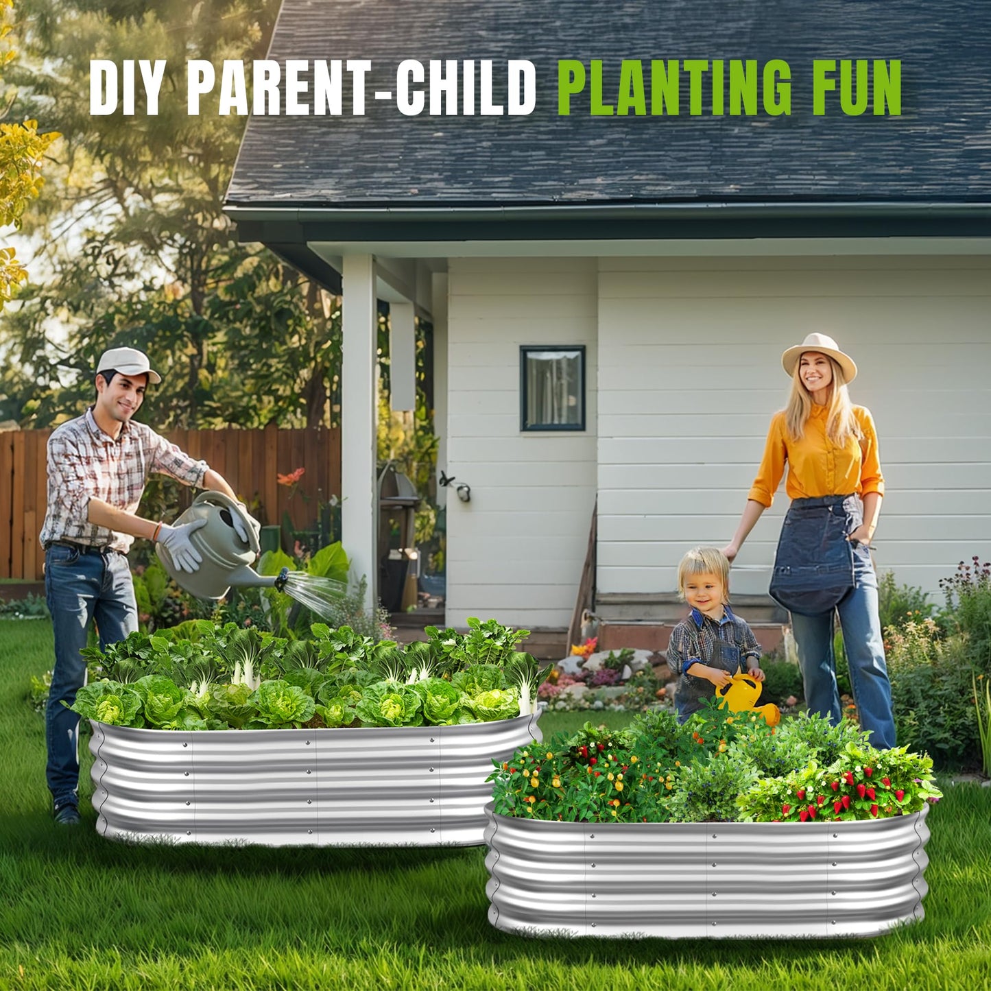 Sponvatt Raised Garden Bed - Outdoor Galvanized Raised Garden Bed Planter Boxes, Large Oval Metal for Gardening Planter Box Kit,Suitable for Vegetables,Herbs, and Flowers Silver (4x2x1Ft)