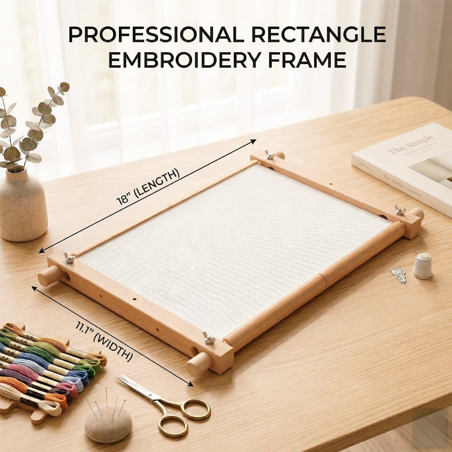 Cross Stitch Frame, 18" x 11" Natural Wood Embroidery Frame, Cross Stitch Scroll Frames, Cross Stitch Hoops, Needlepoint Stretcher Bars, Embroidery & Cross Stitching Supplies Accessories