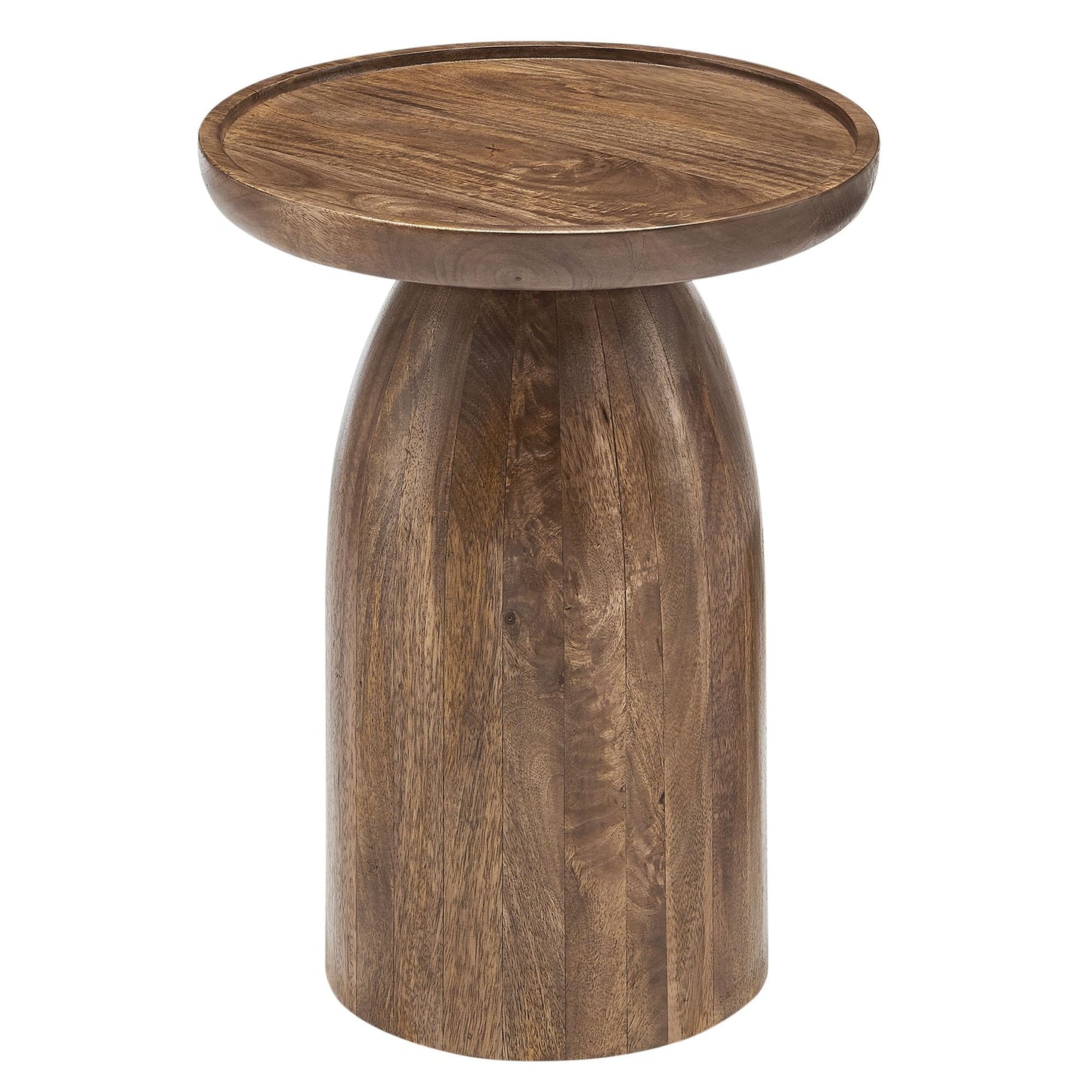 Modway Holloway Solid Mango Wood Side End Table in Walnut – Contemporary Wooden Accent Table for Living Room – Small Round Plant Stand or Pedestal Drink Table
