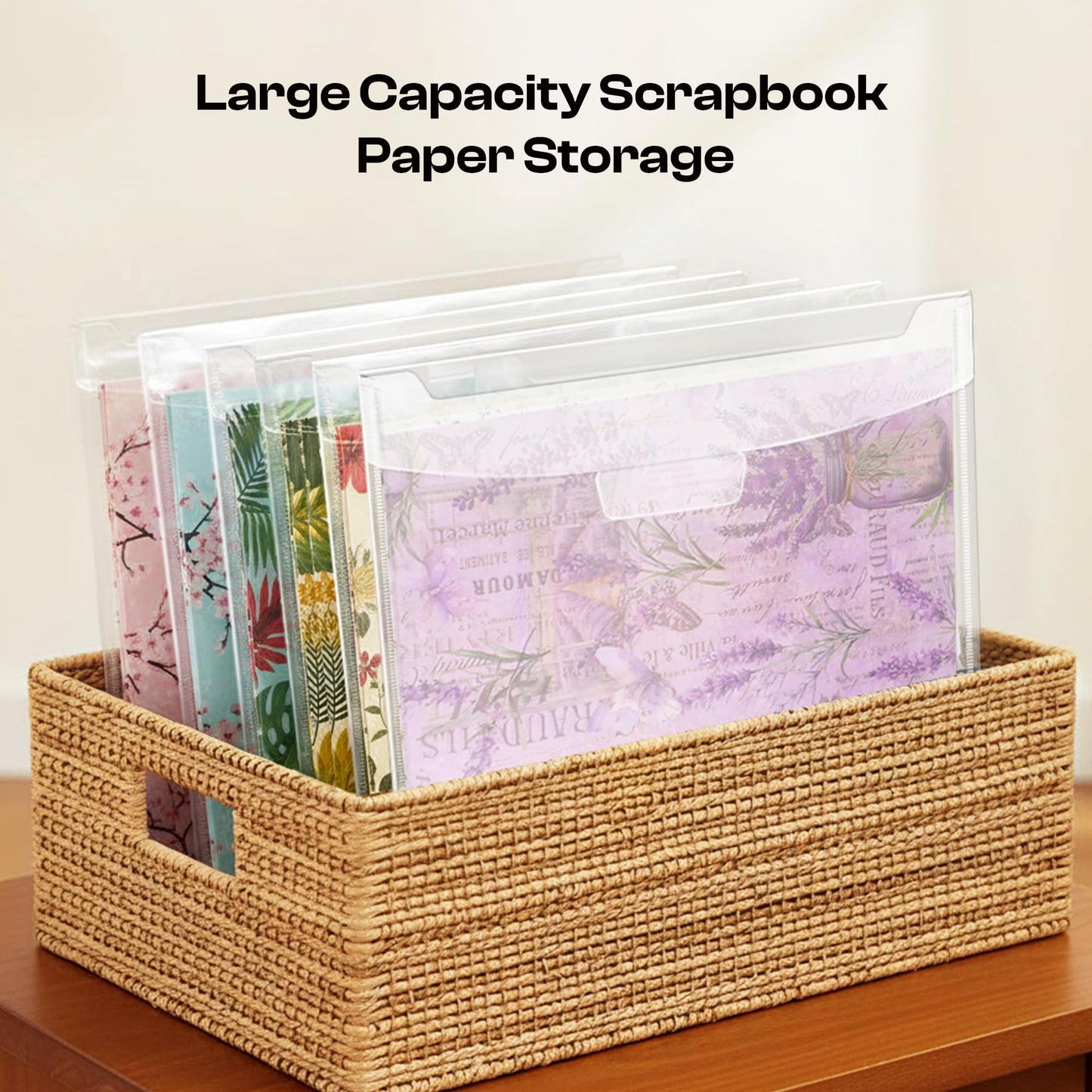 Csyidio 10 PCS 12 x 12 Inch Scrapbook Paper Storage Organizer with Label Stickers, Clear Paper Storage Bag for Holding Scrapbooking, Vinyl, Photos and File Enclosed Storage