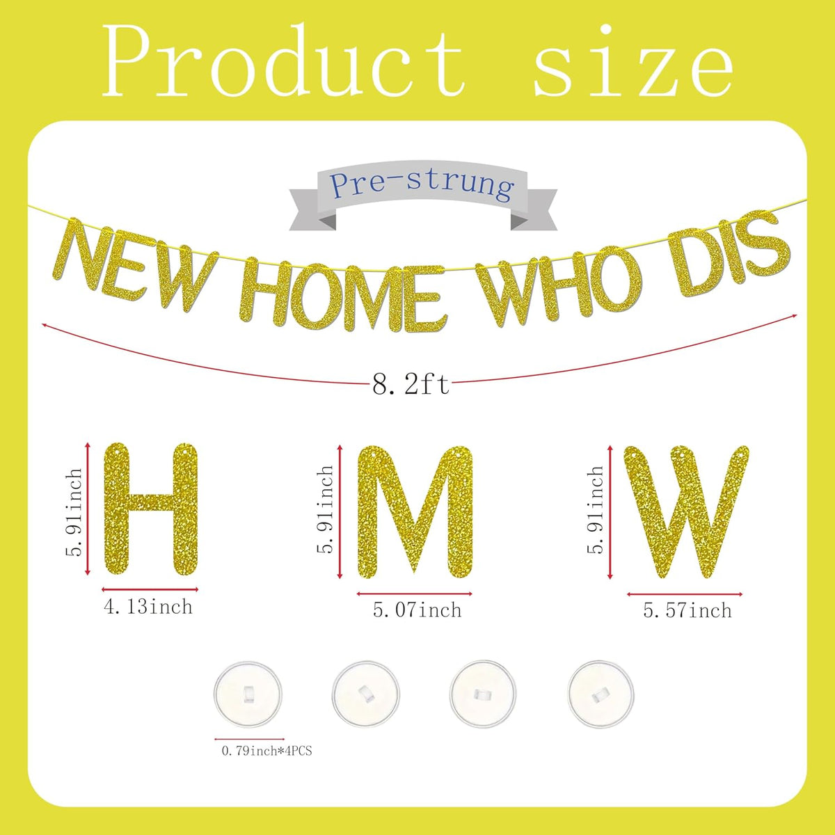 New Home Who Dis Banner,with adhesive hooks,New Home,Welcome Home,Funny Housewarming Party Decorations Spupplies,Gold Glitter Decor(Pre-Strung)