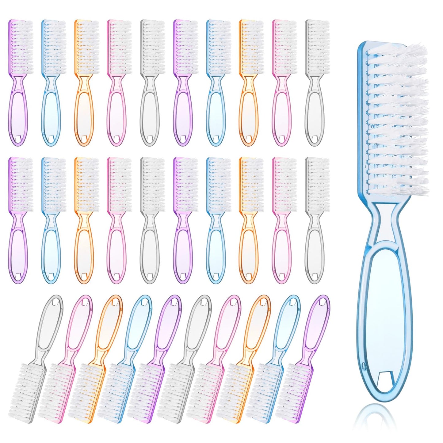 50 Pcs Handle Grip Nail Scrubber Brushes, Manicure Pedicure Cleaning Brushes for Fingernails and Toes, Multi-Purpose Cleaning Tools in 5 Colors